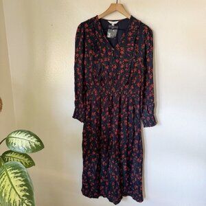 Garnet Hill | Ruffle Crêpe Floral Midi Dress